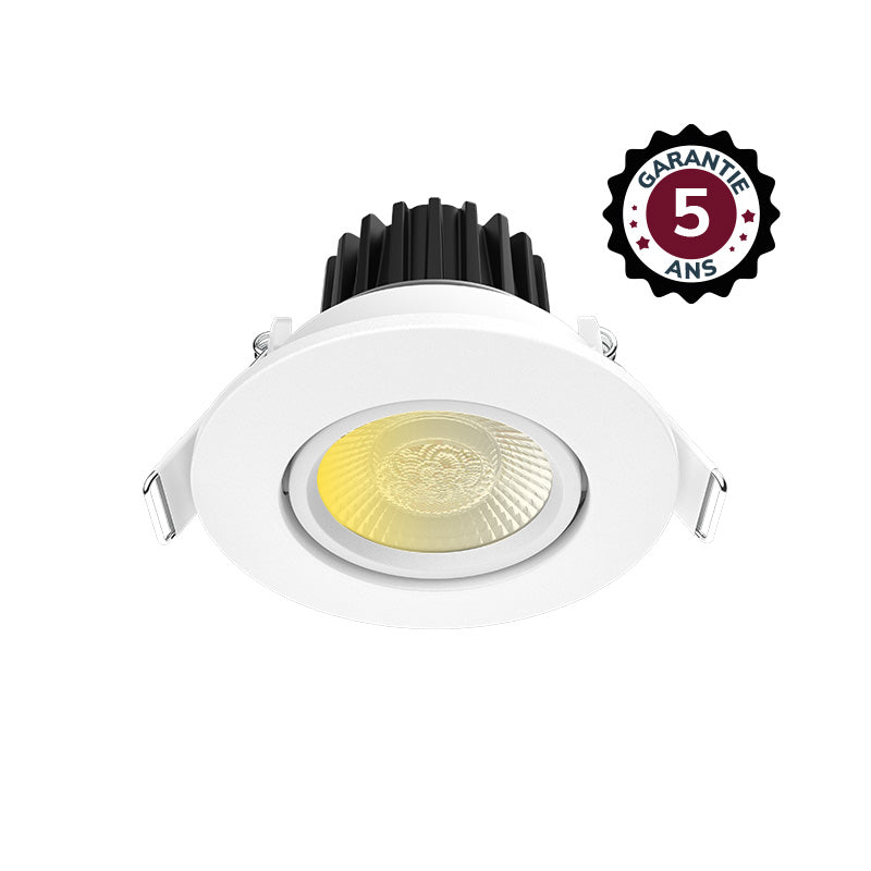 MIIDEX – ÉCLAT CCT II - Spot LED encastrable inclinable 8W CCT 2700/3000/4000K dimmable IP65 blanc - Réf : 100794
