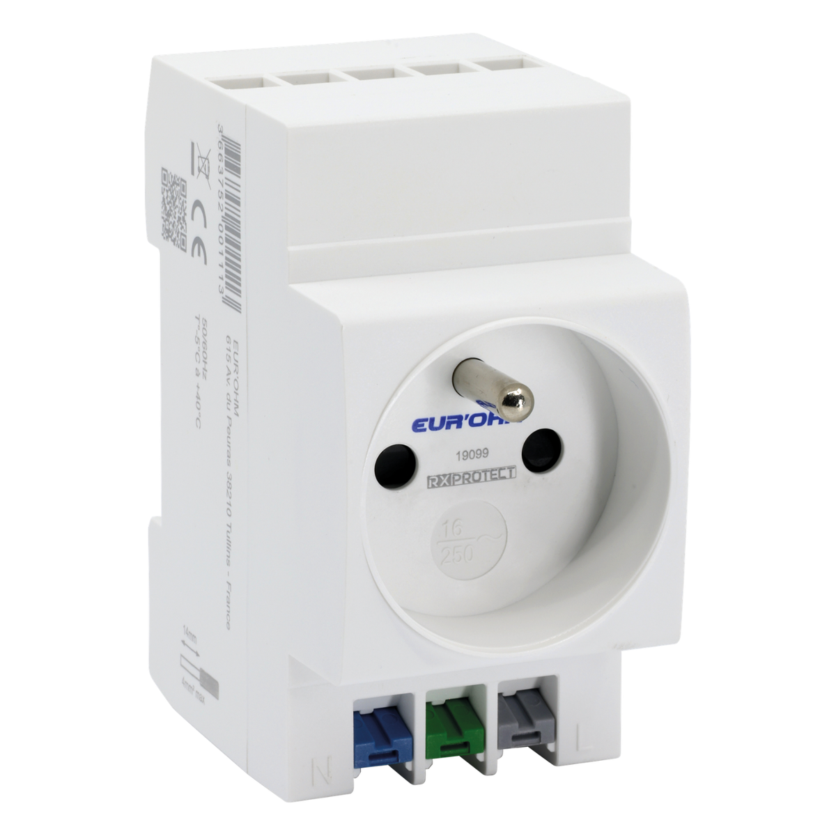 EUR'OHM – Prise de courant 16A/230V 2P+T modulaire - Réf : 19099