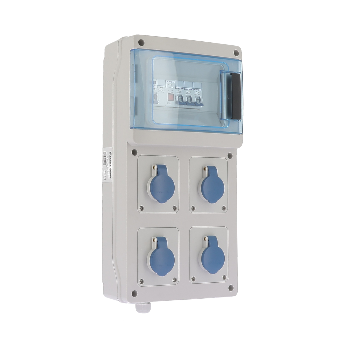 EUR'OHM – Coffret de chantier monophasé IP44 4 prises 2P+T 16A 230V - Réf : 19200
