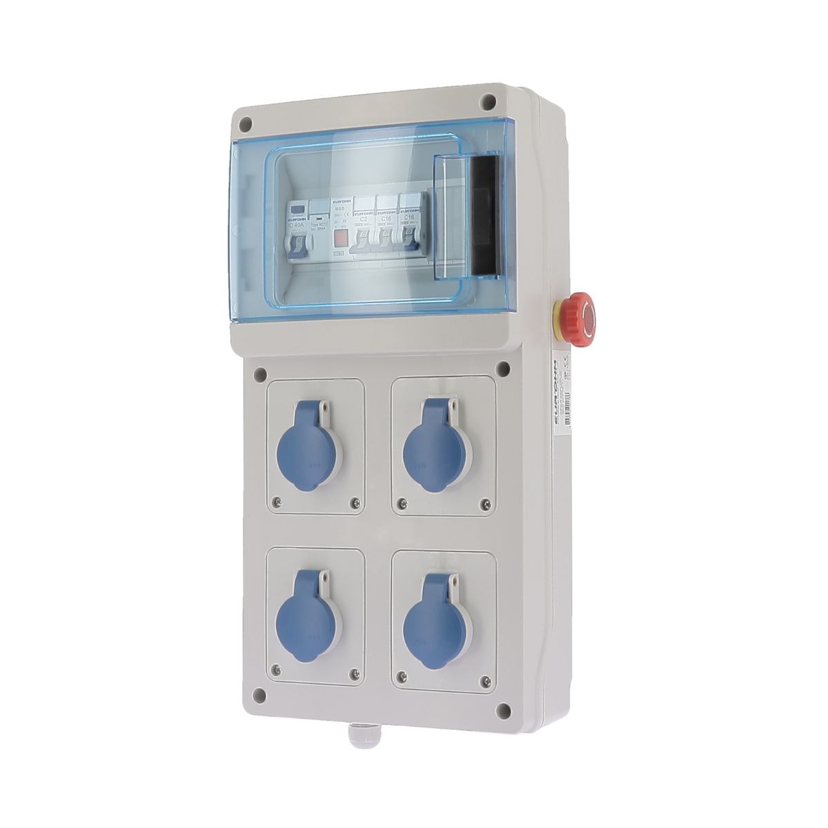 EUR'OHM – Coffret de chantier monophasé IP44 4 prises 2P+T 16A 230V - Réf : 19200