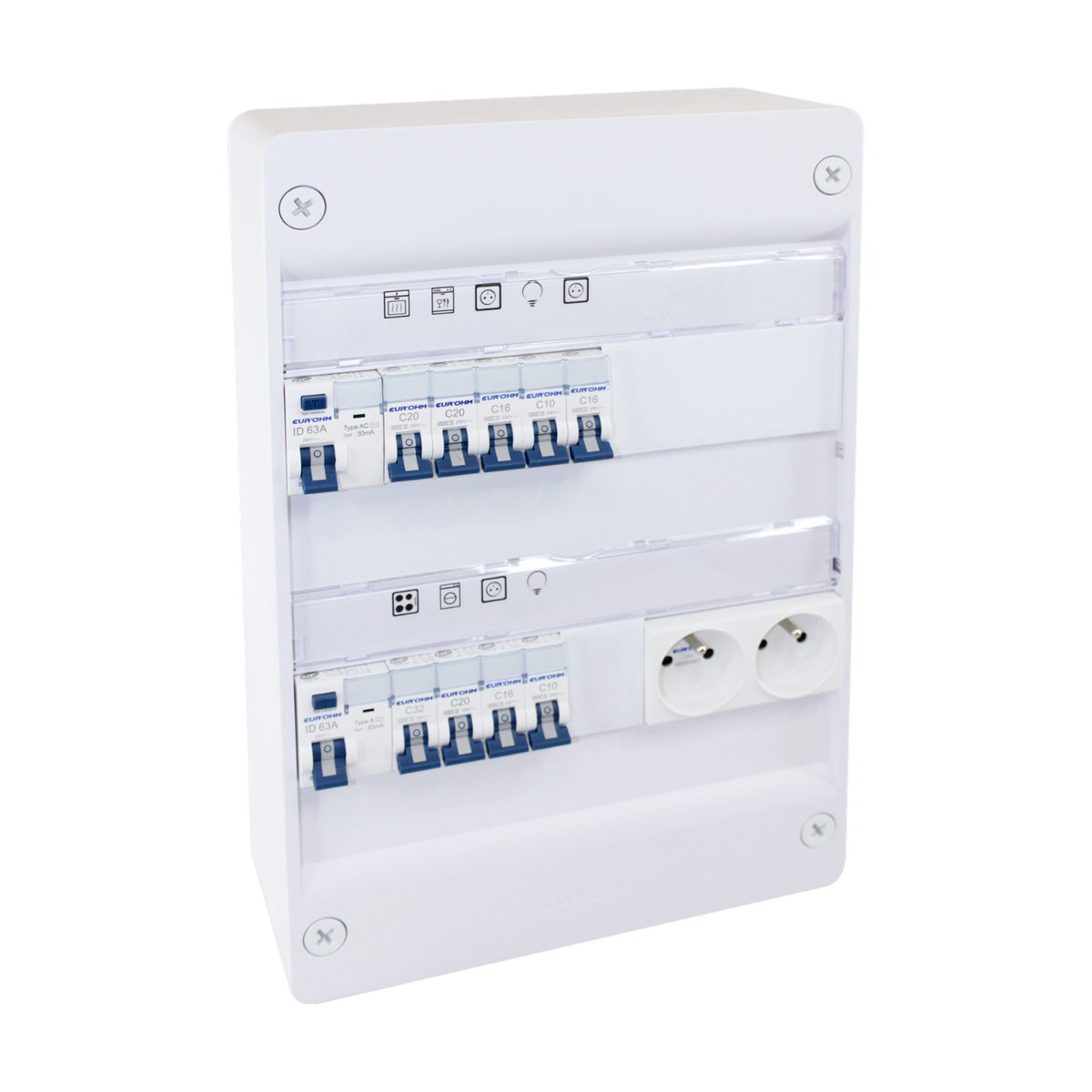 EUR'OHM – Coffret RX 13m 2R monté-cablé evolutif pour T1/T2 - Réf : 19421