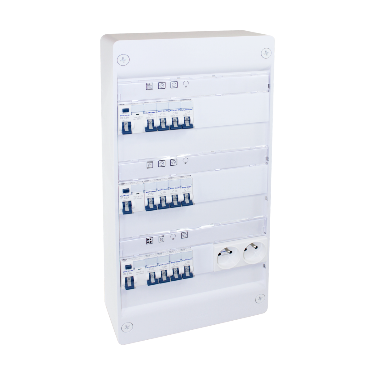 EUR'OHM – Coffret RX 13m 3R monté-cablé evolutif pour T3/T4 - Réf : 19431