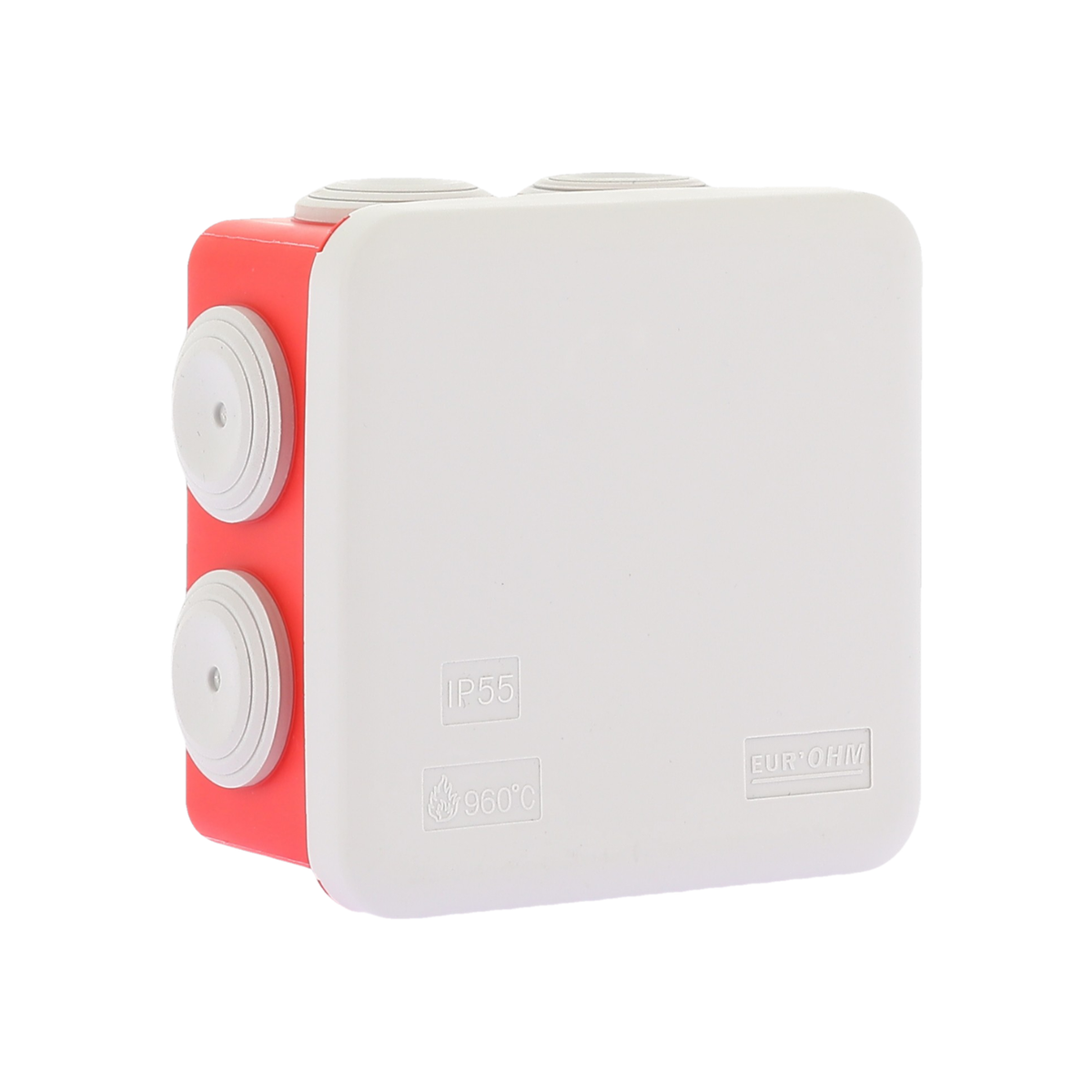 EUR'OHM – SUM’OHM - Boîte de dérivation étanche ERP fond rouge IP55 80x80x45mm - Réf : 50103