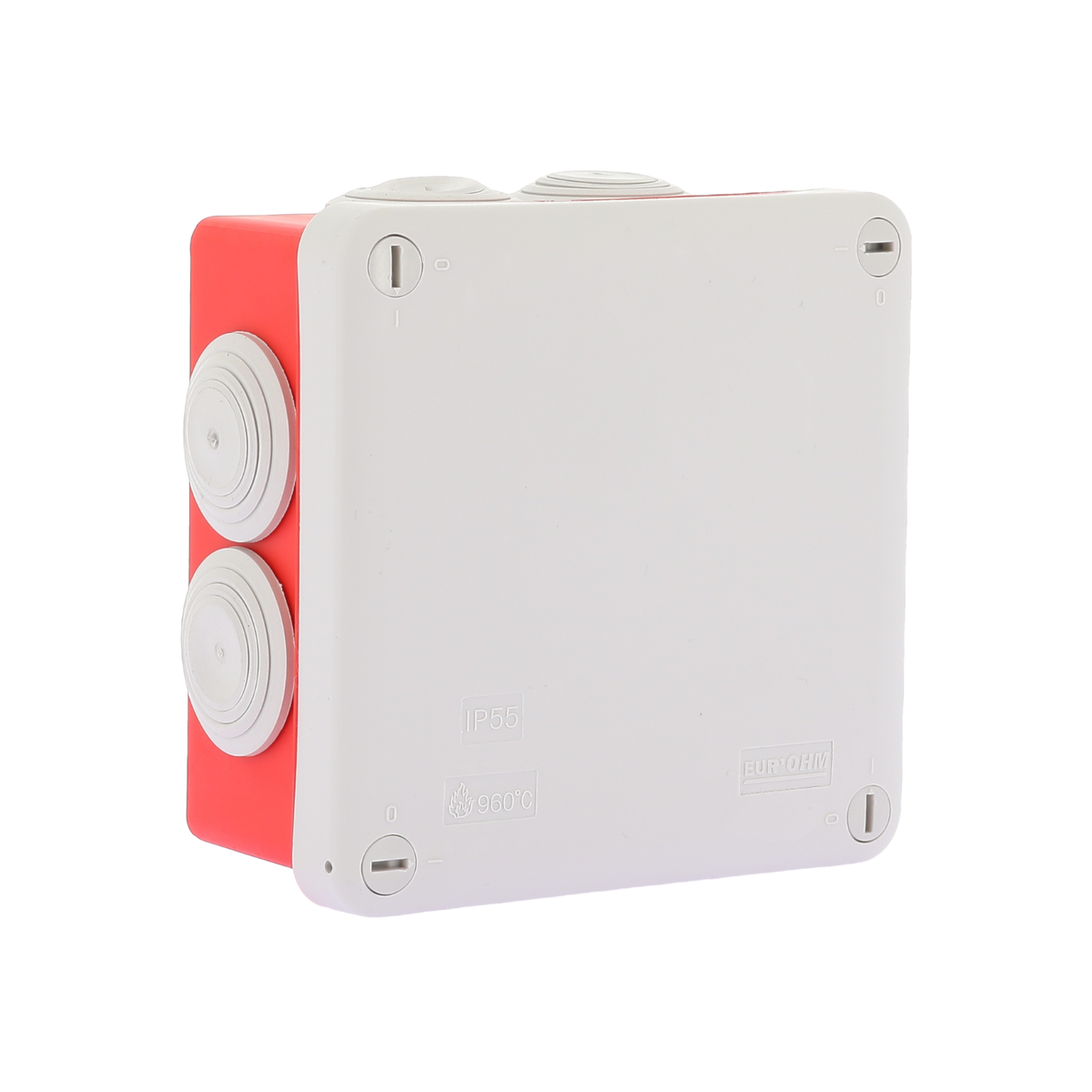 EUR'OHM – SUM’OHM - Boîte de dérivation étanche ERP fond rouge IP55 105x105x55mm - Réf : 50104