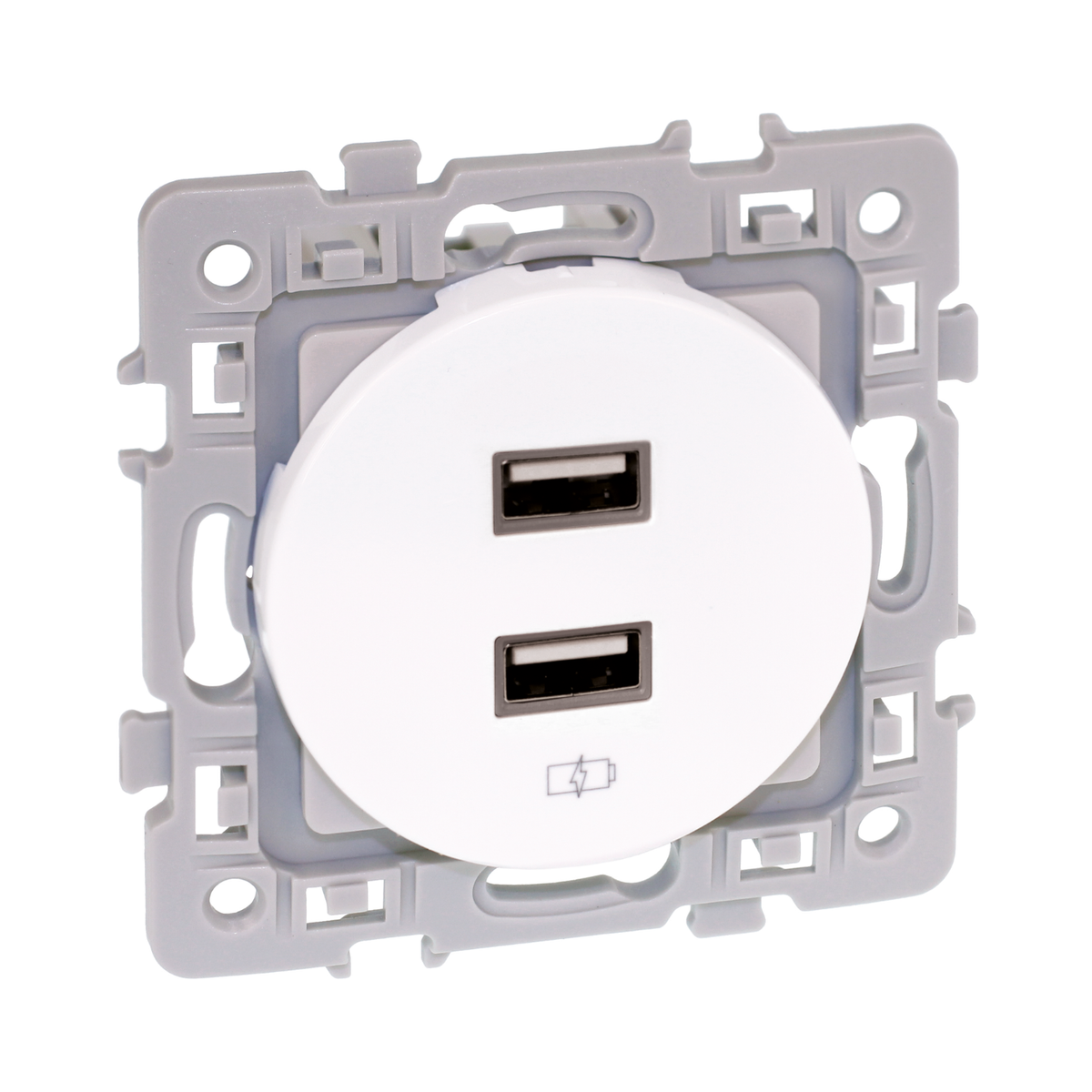 EUR'OHM – SQUARE - Chargeur double USB-A blanc - Réf : 60229