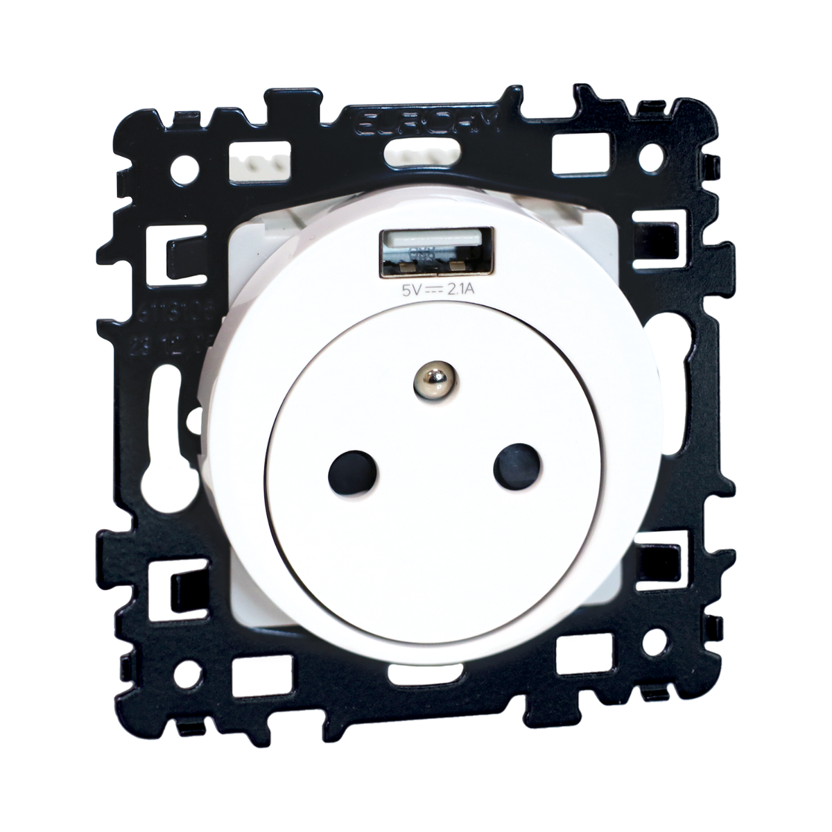 EUR'OHM – SQUARE - Prise affleurante 2P+T 16A + USB-A blanc - Réf : 60246