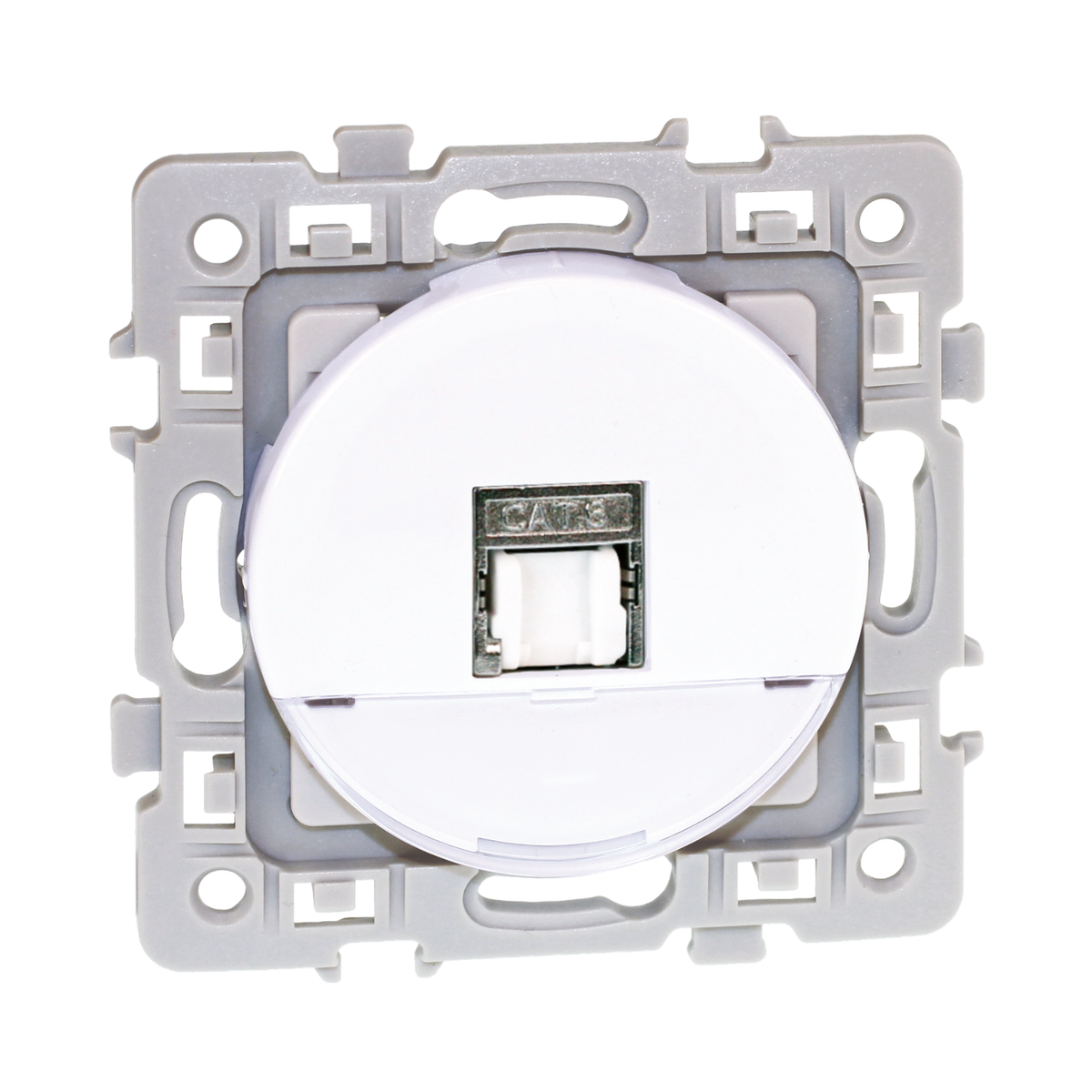 EUR'OHM – SQUARE - Prise RJ45 blindée Cat.6A STP Grade 3 TV blanc - Réf : 60279