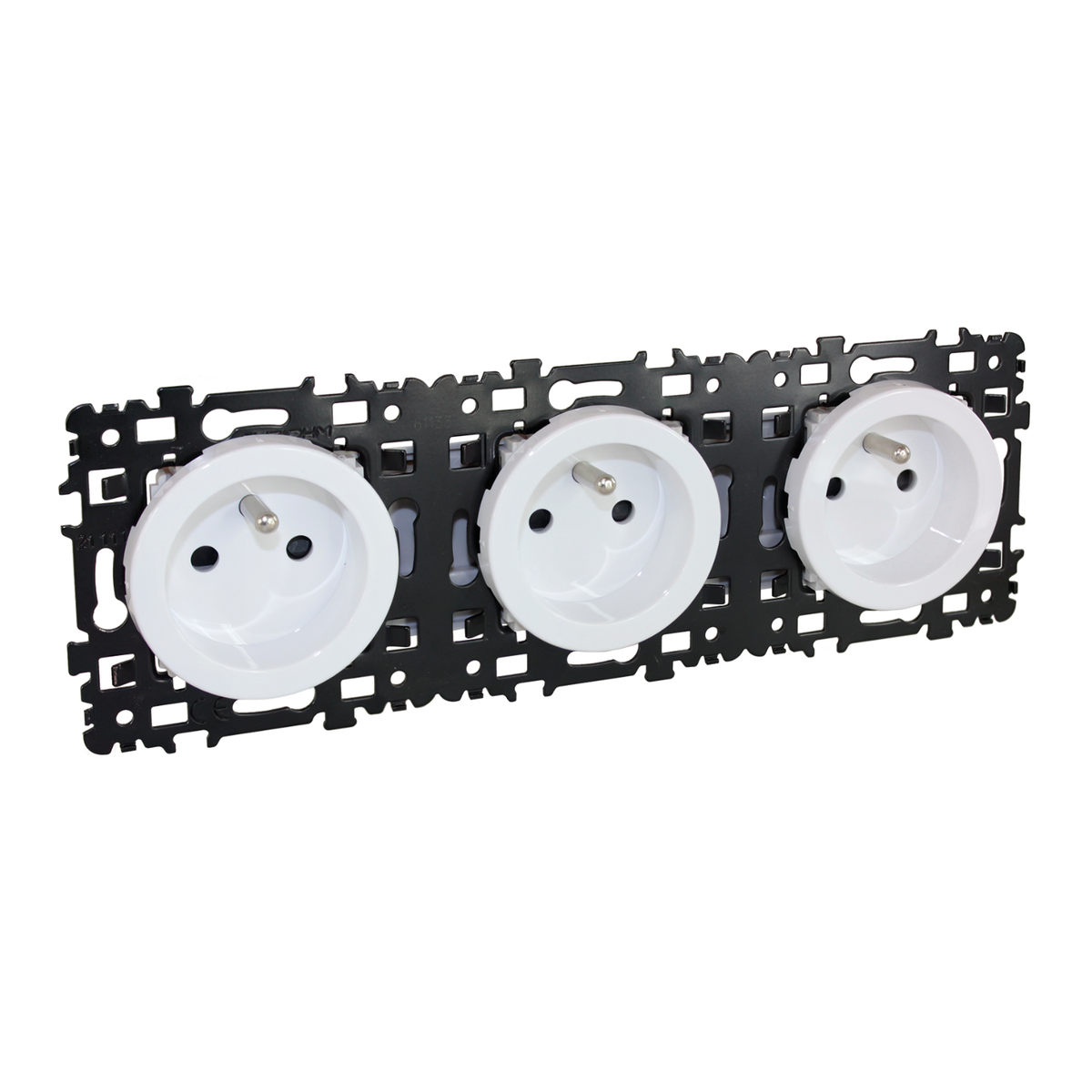 EUR'OHM – SQUARE - Triple prise 2P+T 16A précâblée blanc - Réf : 60287