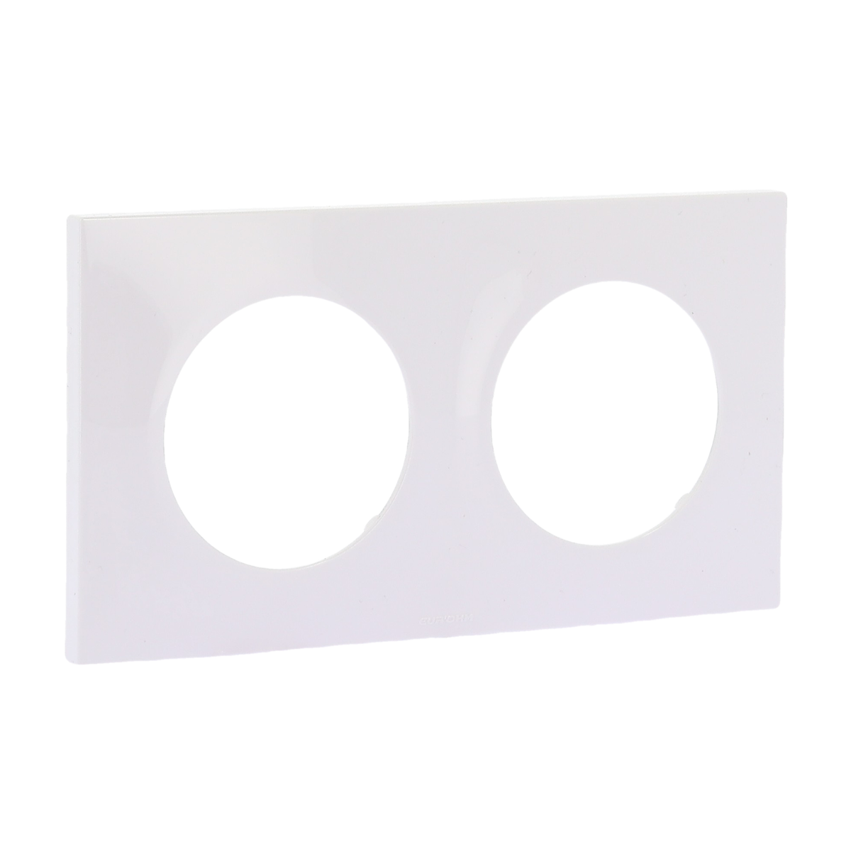 EUR'OHM – SQUARE - Plaque de finition 2 postes entraxe 71mm blanc - Réf : 60297