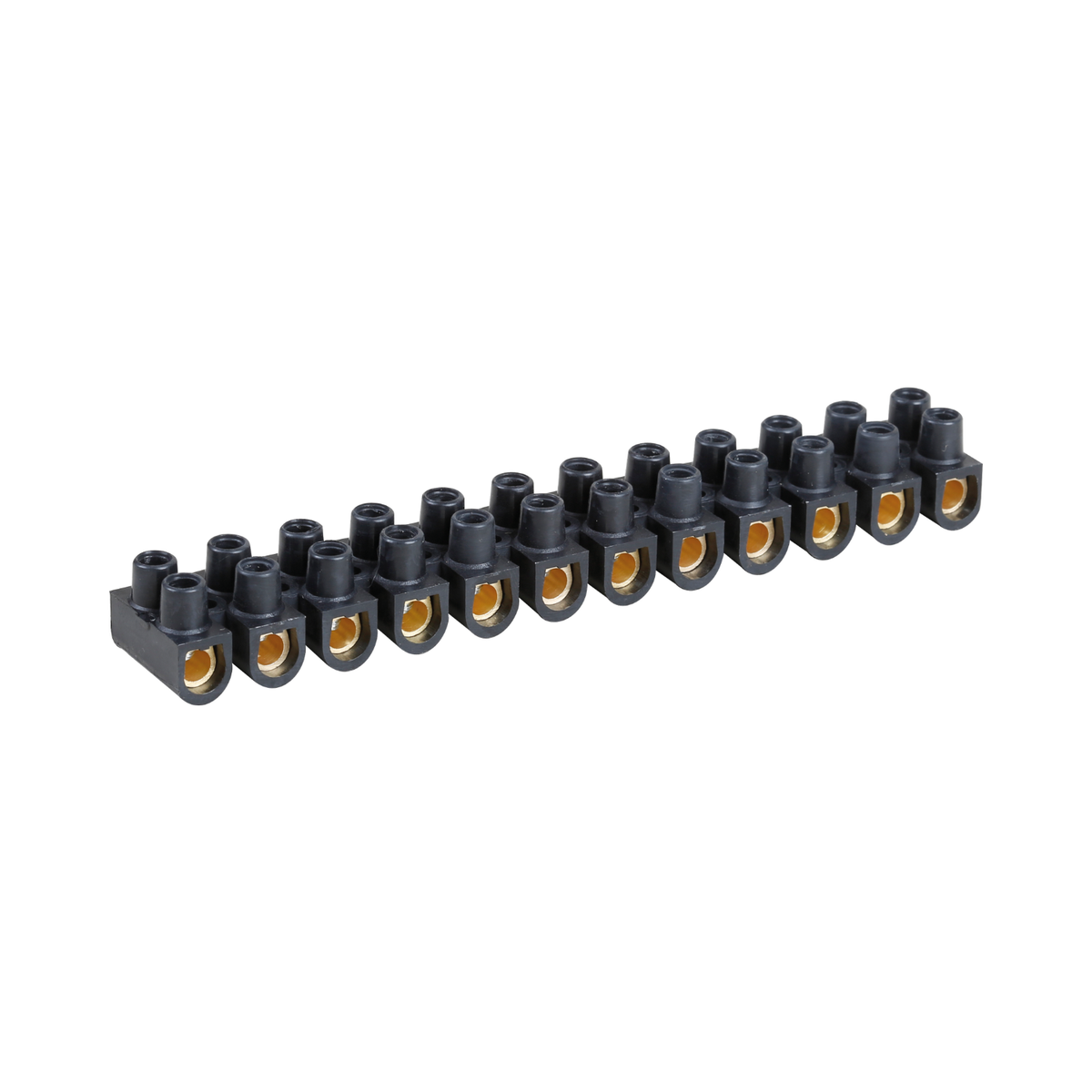 EUR'OHM – CONTACT - Barrette de connexion à vis 12 plots laiton 10mm² noire - Réf : 70003
