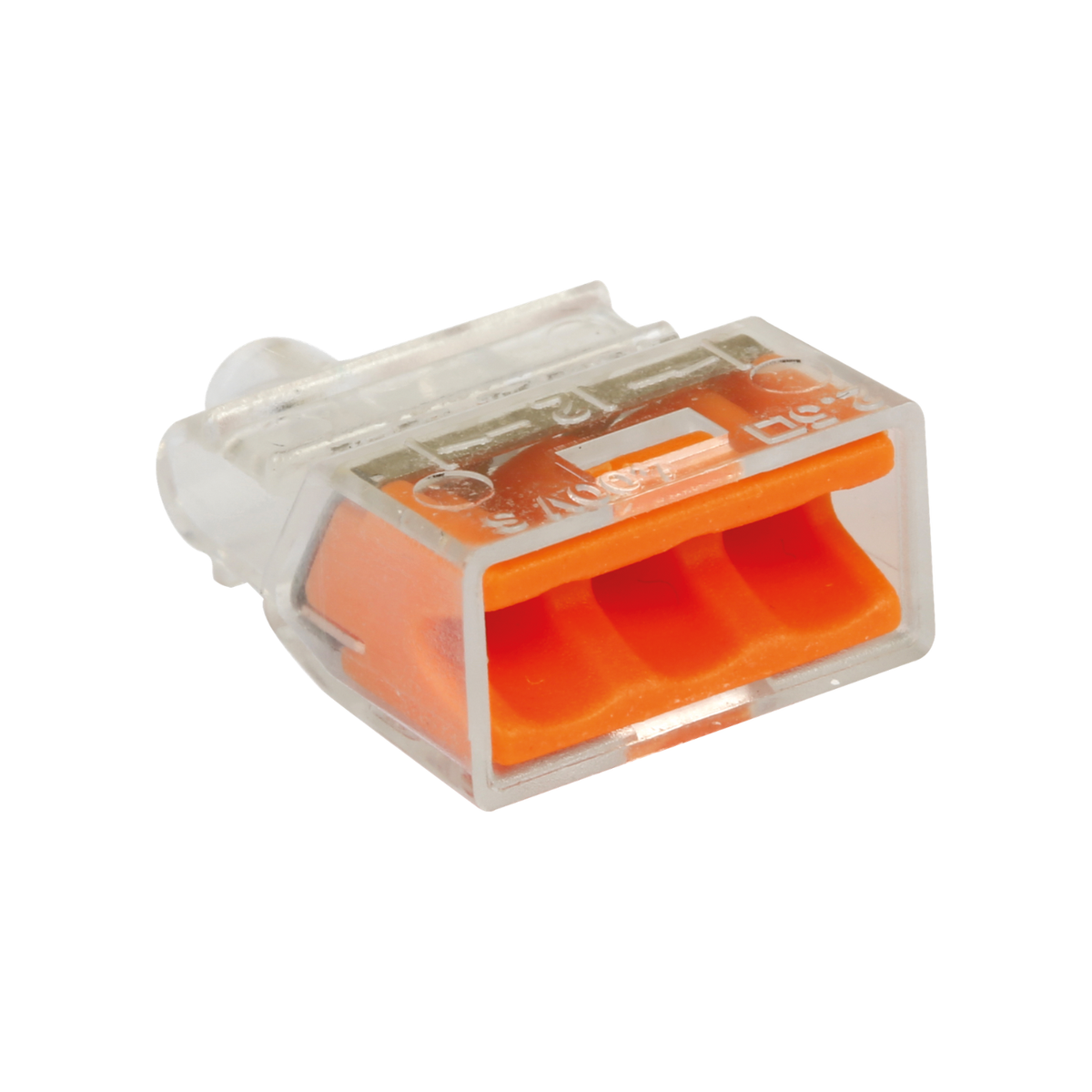 EUR'OHM – FAST LOCK - Connexion rapide 3 entrées pour fils rigides 1,5 à 2,5mm² orange - Réf : 70053