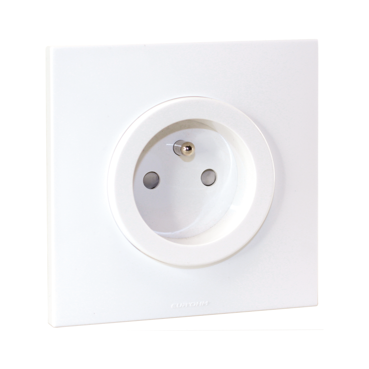 EUR'OHM – SQUARE EASY - Prise 2P+T 16A complète avec plaque et griffes blanc - Réf : 91100401