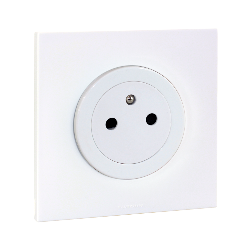 EUR'OHM – SQUARE EASY - Prise affleurante 2P+T 16A complète avec plaque et griffes blanc - Réf : 91156601