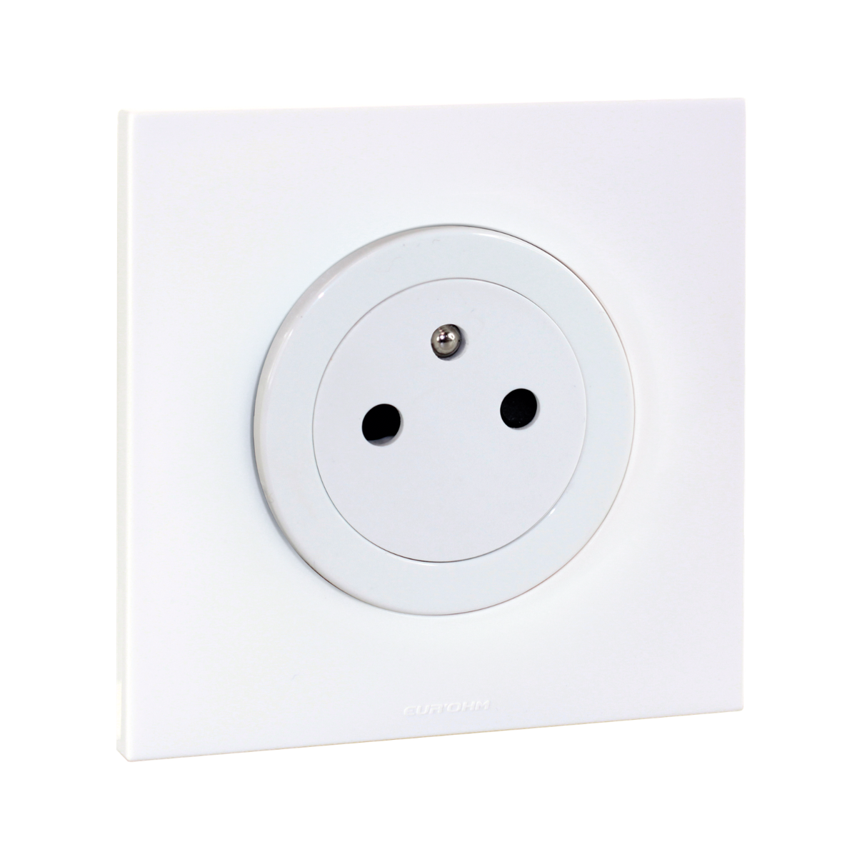 EUR'OHM – SQUARE EASY - Prise affleurante 2P+T 16A complète avec plaque et griffes blanc - Réf : 91156601