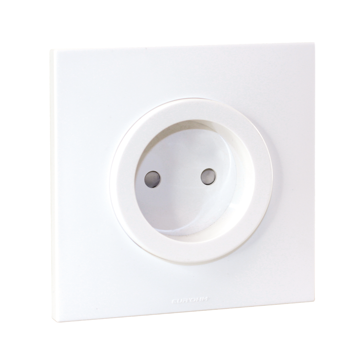 EUR'OHM – SQUARE EASY - Prise 2P 16A complète avec plaque et griffes blanc - Réf : 91180001